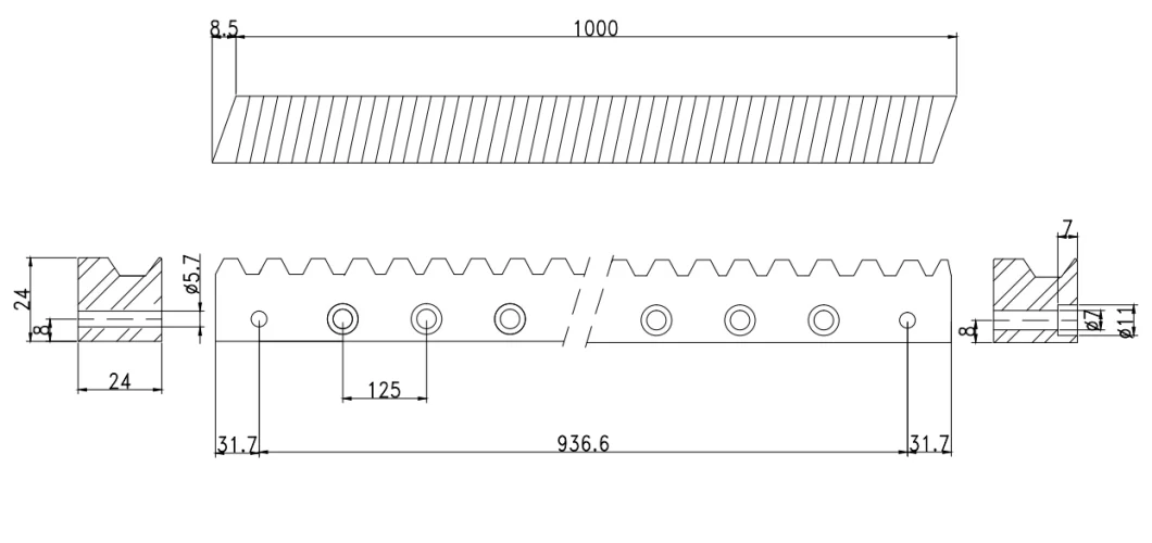 S45c 22*22*1000CNC Machine Gear Rack for Sliding Gate